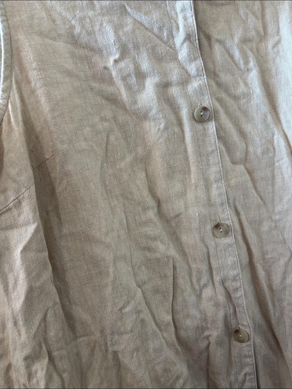 Basic Threads Button-Front Linen Blend Dress - Large - Picture 3 of 4